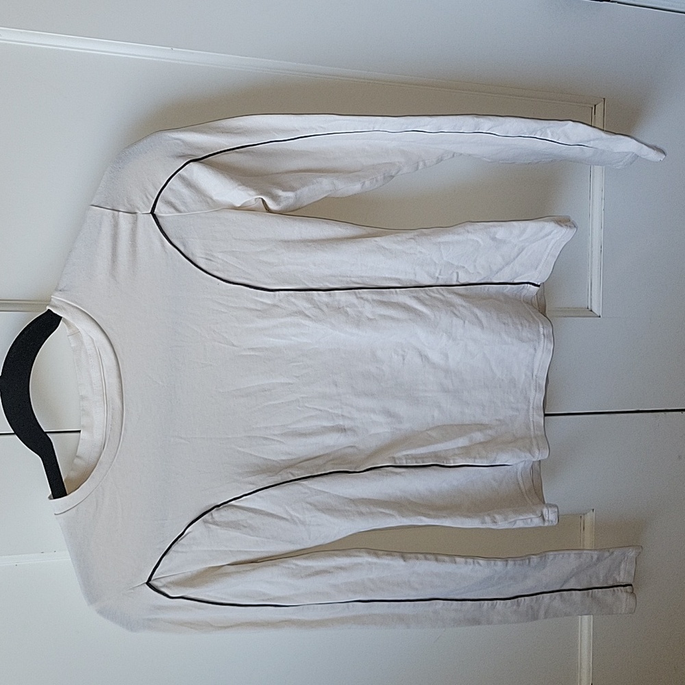 Twik Cream Long Sleeve Top/shell with Black Accents